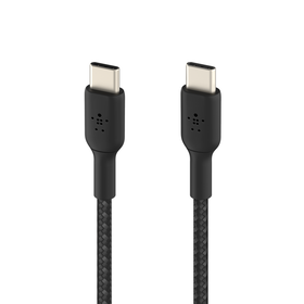 USB-C 至 USB-C 编织充电线缆, 黑色, hi-res