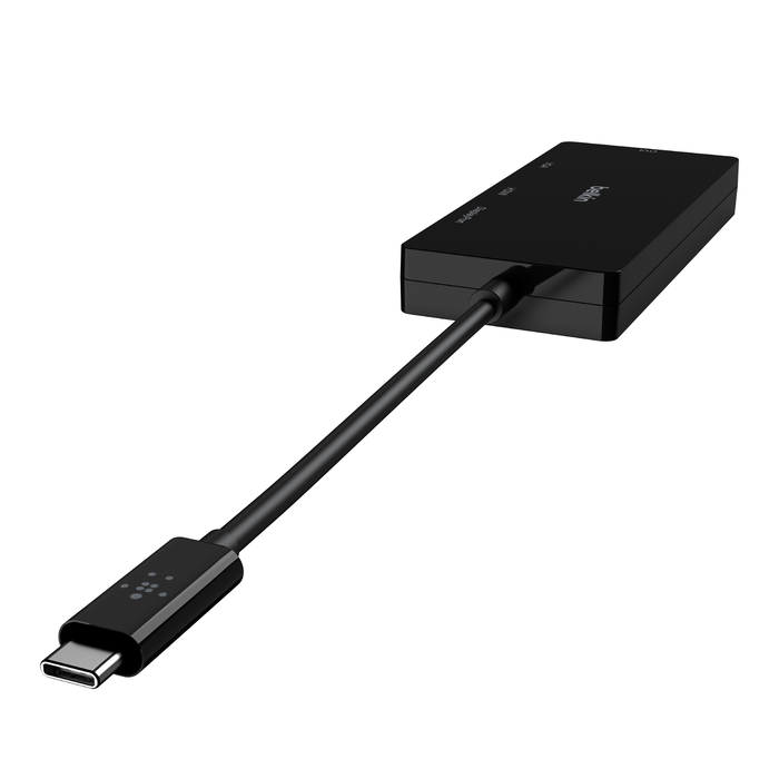 Adaptateur USB-C vers Dual USB-C Femelle Charge Rapide 60W + Audio, Belkin  - Noir - Français