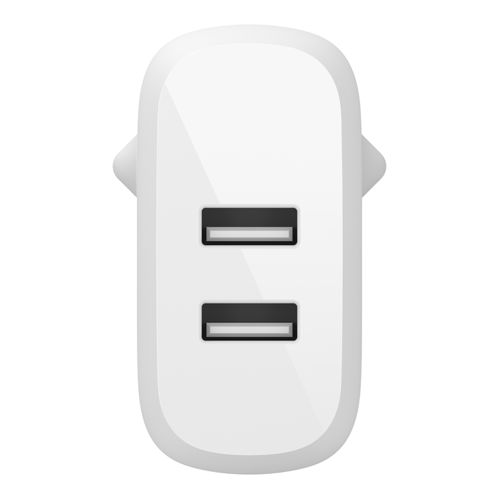 USB-A-Netzladegerät (24 W) mit zwei Anschlüssen und Lightning/USB-A-Kabel, Weiß, hi-res