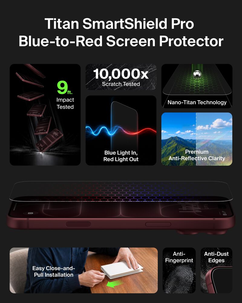 Blue-to-Red Screen Protector for iPhone 18 Pro Max / iPhone 17 Pro Max, , hi-res