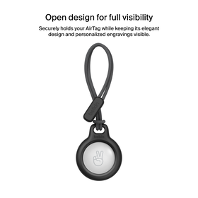 Secure Holder with Strap for AirTag, Black, hi-res