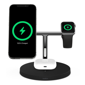3-in-1 draadloze lader met MagSafe , Zwart, hi-res