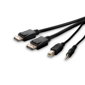 TAA 2 MDP t-to DP/USB/AUD CBL, VID M/M; USB A/B, 6', Black, hi-res