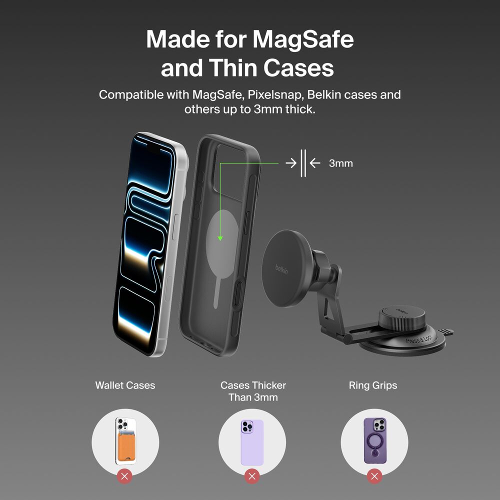 Magnetic Wireless Charging EV Mount, Black, hi-res