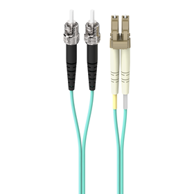 Fiber Optic Cable; 10GB Aqua Multimode LC/ST Duplex, 50/125 OM3, Aqua, hi-res