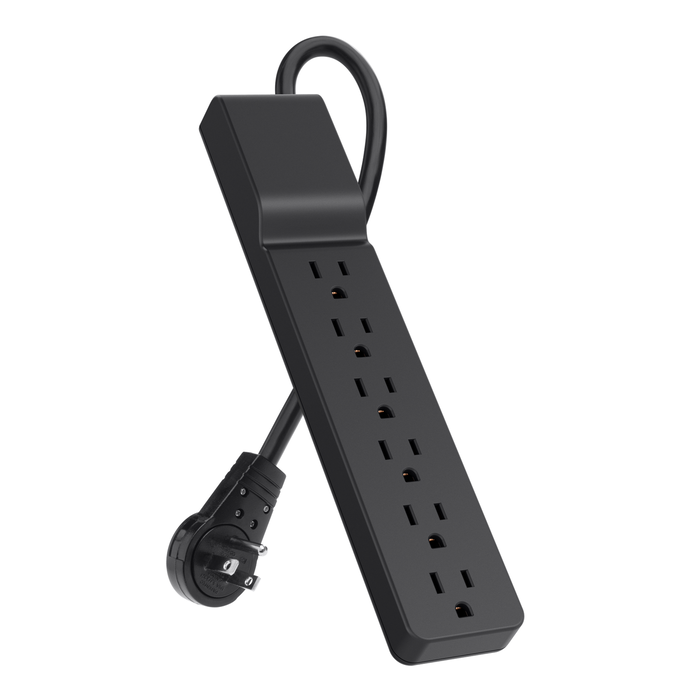 6-Outlet Surge Protector with 6 ft cord, Noir, hi-res