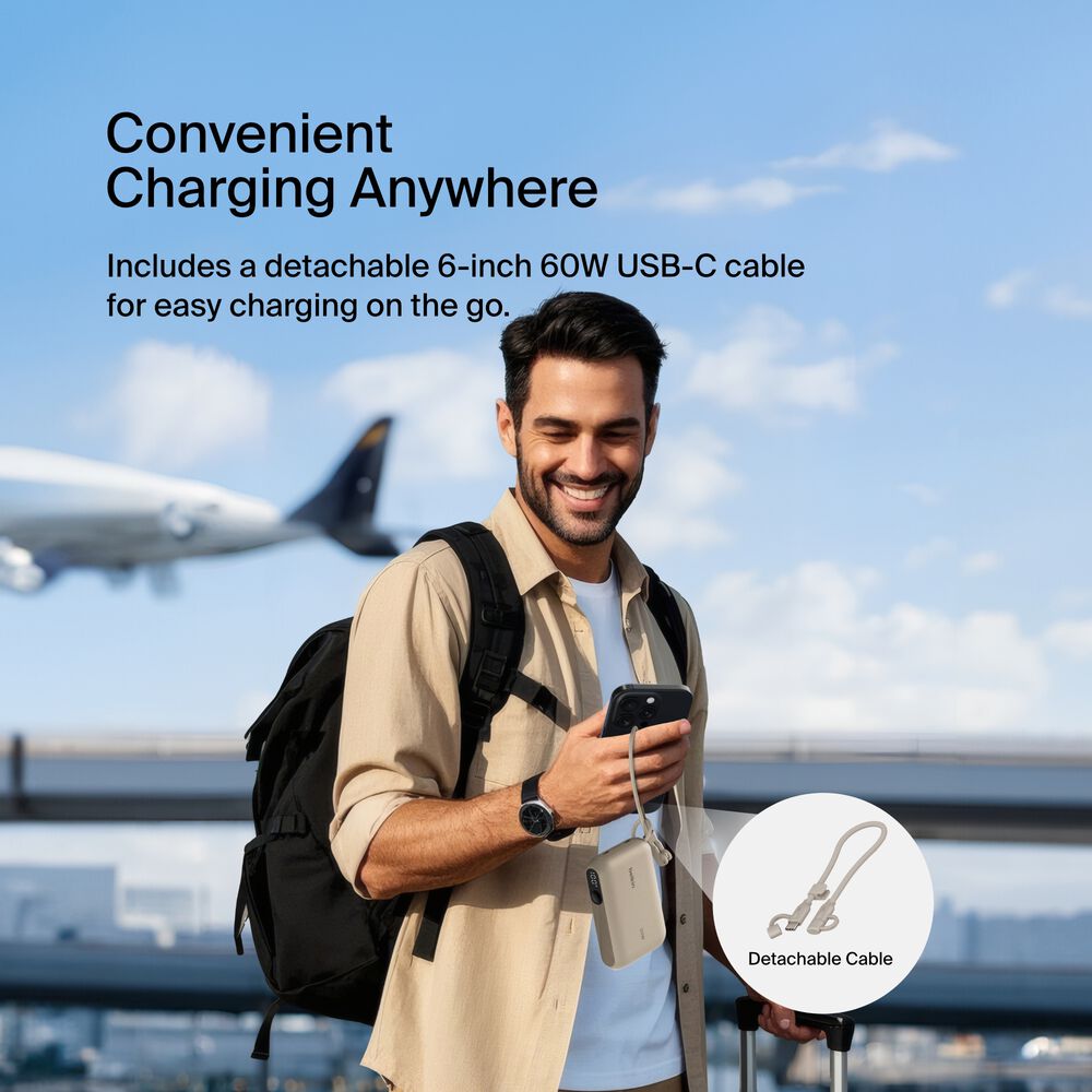 Power Bank 10K with Display, Sand, hi-res