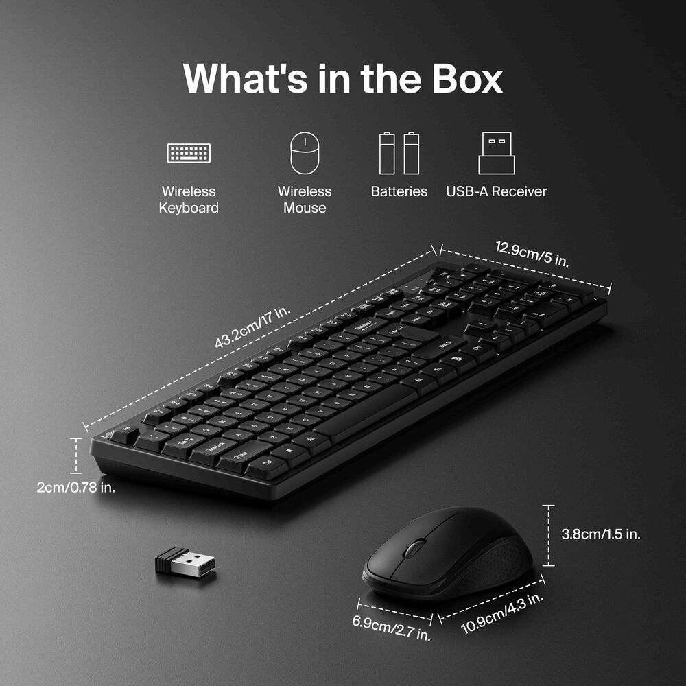 Wireless Keyboard and Mouse Combo, Black, hi-res