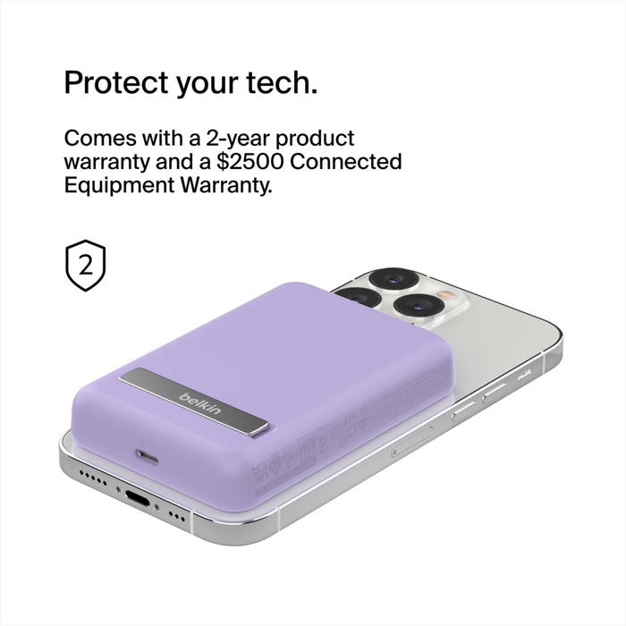 Magnetic Wireless Power Bank 5K + Stand, Lavender Purple, hi-res