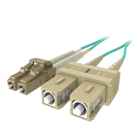 Fiber Optic Cable: 10Gb Aqua Multimode LC/SC Duplex, 50/125 OM3