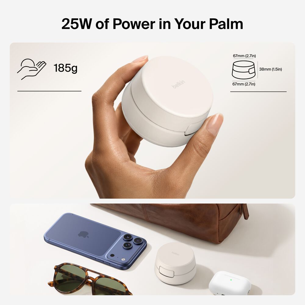 2-in-1 Convertible Magnetic Charger with Qi2 25W, Sand, hi-res