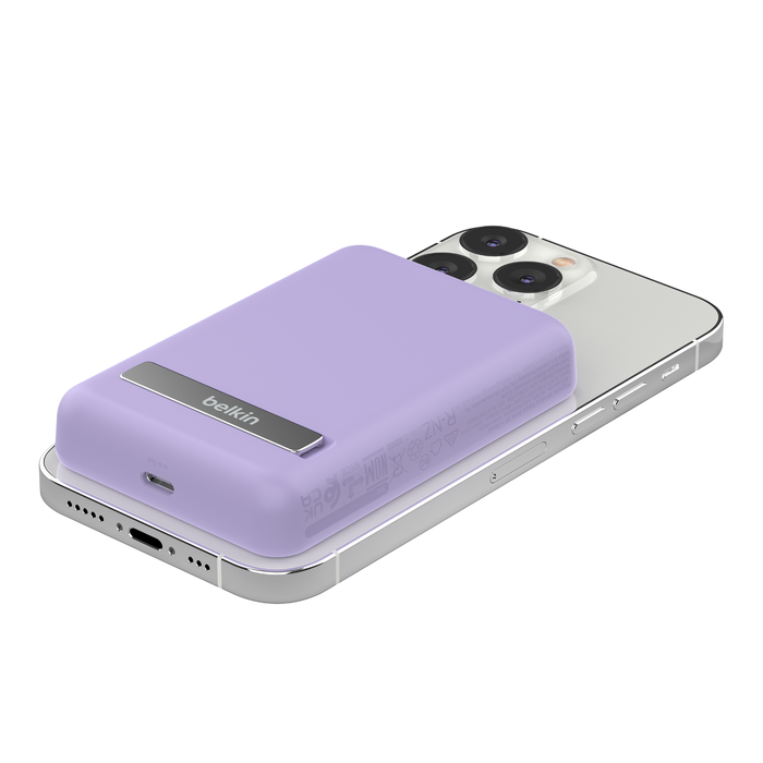 Magnetic Wireless Power Bank 5K + Stand, Lavender Purple, hi-res