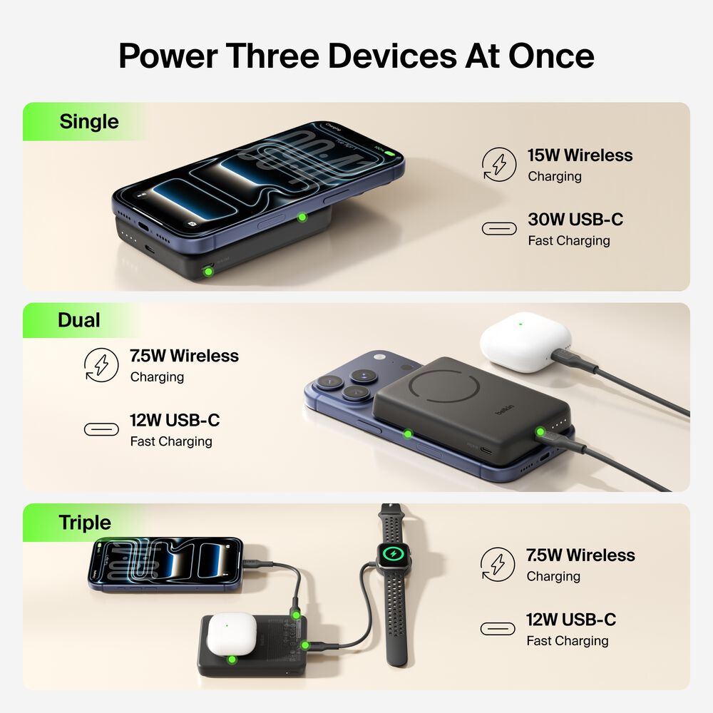 Slim Magnetic Power Bank 10K with Qi2, Black, hi-res