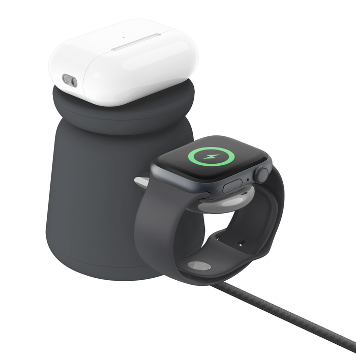 Belkin BoostCharge Pro 2-in-1 Wireless Charging Dock with MagSafe 15W, Charcoal