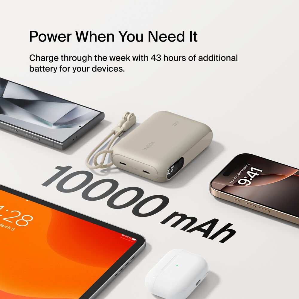 Power Bank 10K with Display, Sand, hi-res