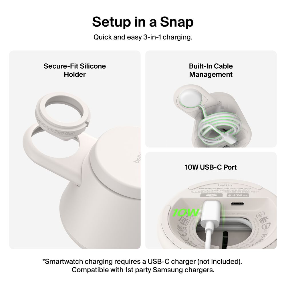 Modular Charging Dock with Qi2 25W, Sand, hi-res