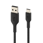 BOOST↑CHARGE™ gevlochten USB-C/USB-A-kabel (15 cm, zwart), Zwart, hi-res