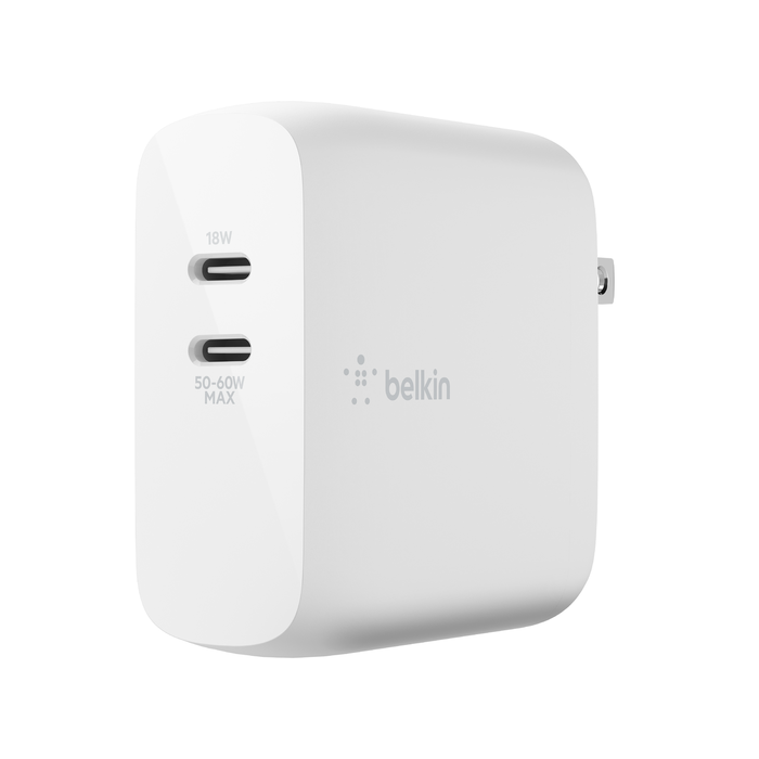 Chargeur mural double USB-C 65 W BOOST↑Charge Pro Dual de Belkin - Blanc -  Apple (FR)