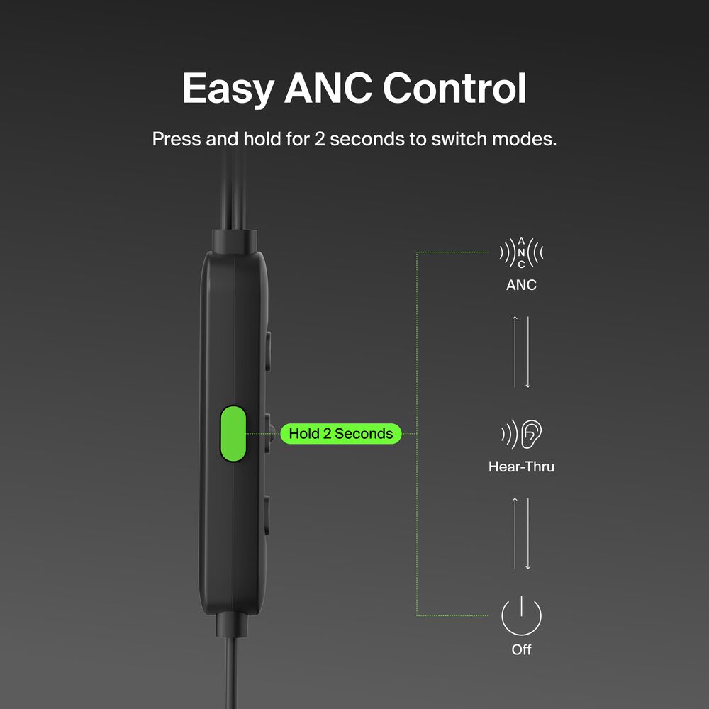 ANC Wired Earbuds (USB-C), Black, hi-res