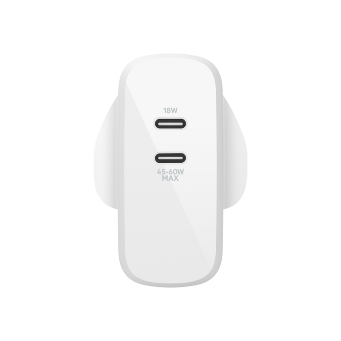 BOOST↑CHARGE™ Dual USB-C PD GaN Wall Charger 63W, White, hi-res