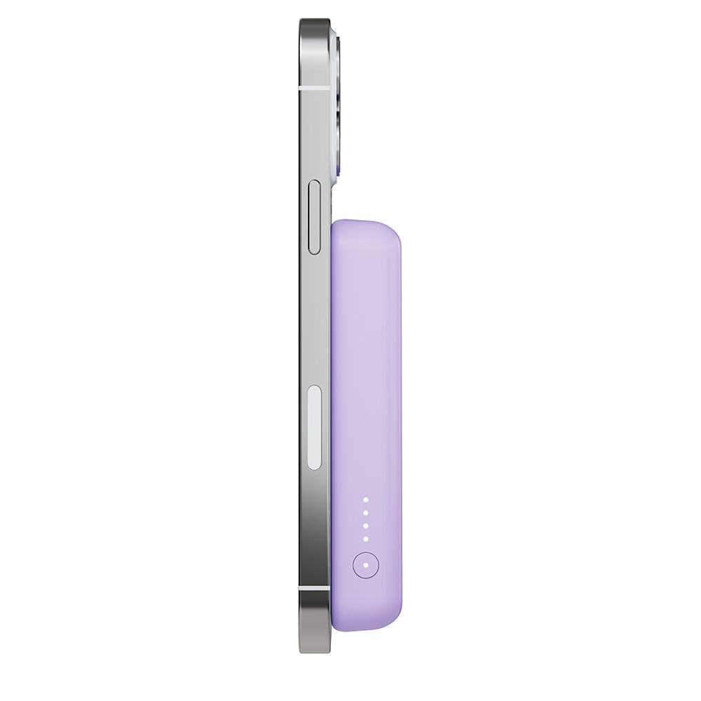 Bater&iacute;a externa inal&aacute;mbrica y magn&eacute;tica con soporte de 5000 mAh, Lavender Purple, hi-res