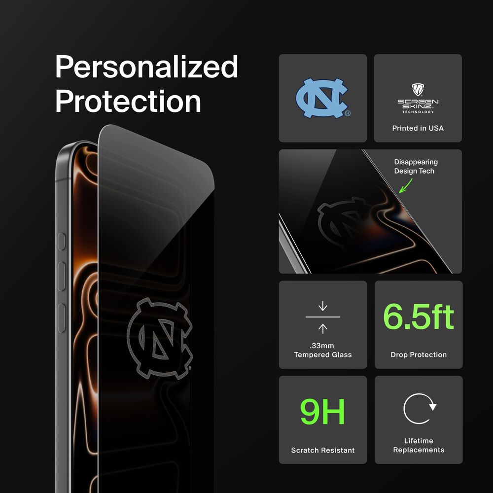 North Carolina Tar Heels Custom Glass Screen Protector, , hi-res