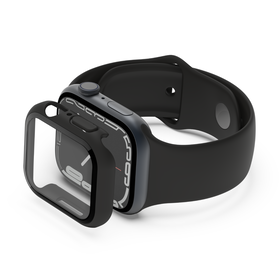 TemperedCurve 2 合 1 Apple Watch Series 8 / 7 屏幕保护膜配备保护壳, 黑色, hi-res