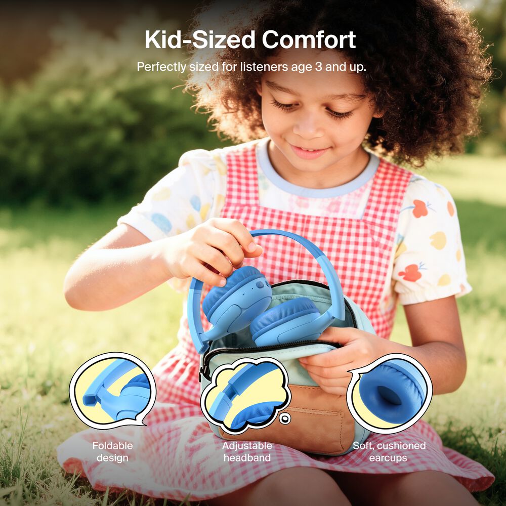 Wireless On-Ear Headphones for Kids , Blue, hi-res