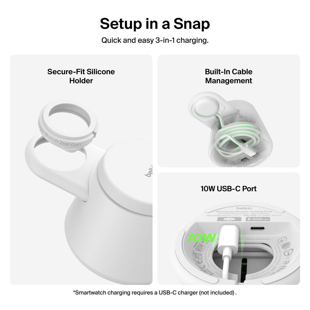 Modular Charging Dock with Qi2 25W, White, hi-res