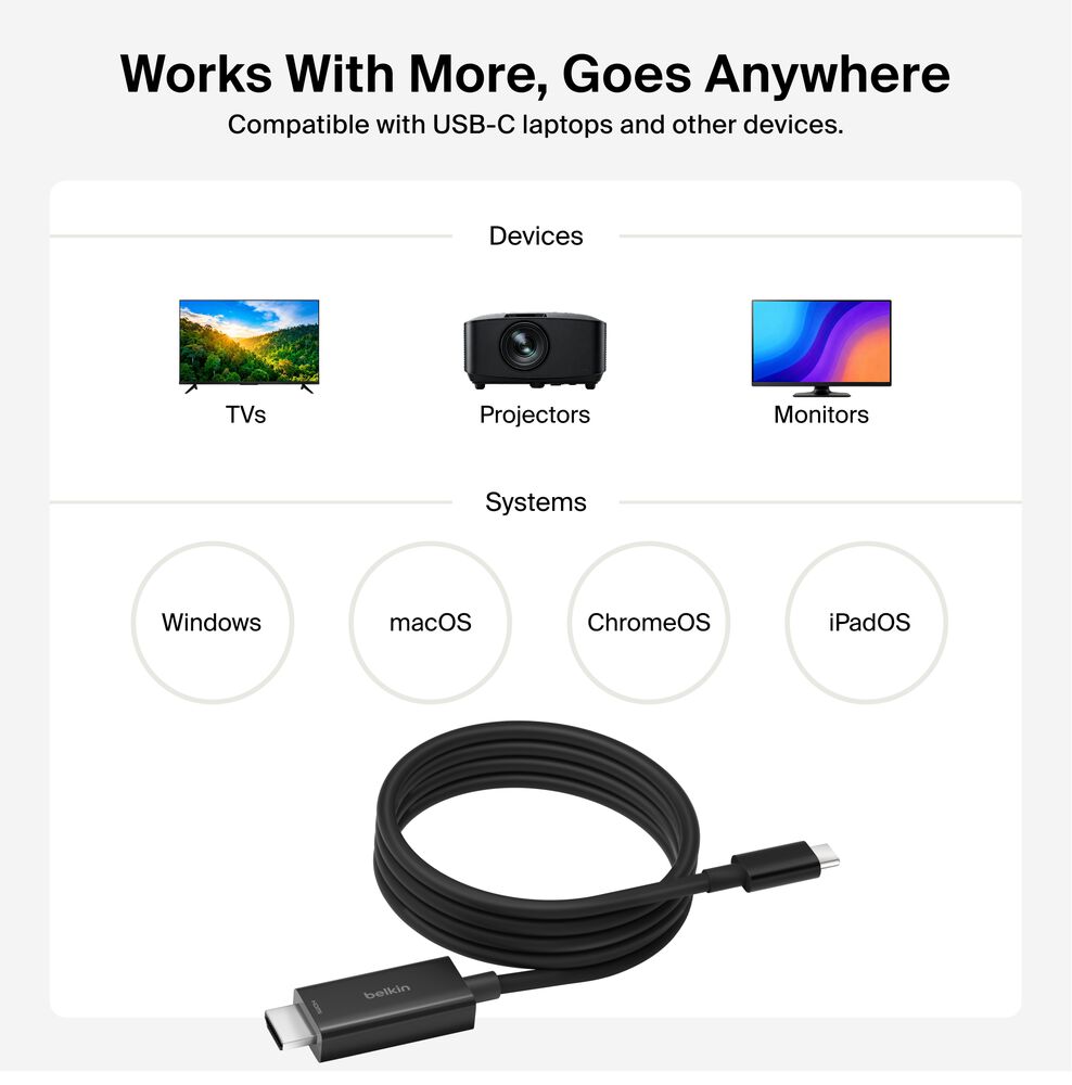 USB-C to HDMI 2.1 Cable, 8K 60Hz, 2m | Belkin