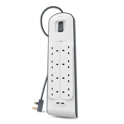 2,4 Amp USB Charging 8-outlet Surge Protection Strip