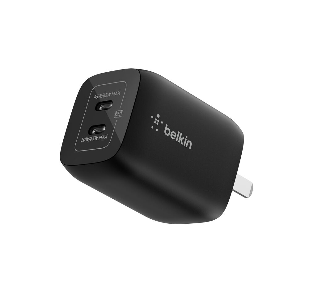 适用于 Nintendo Switch 2 的 65 瓦双端口 USB-C 壁式游戏充电器 | Belkin CN