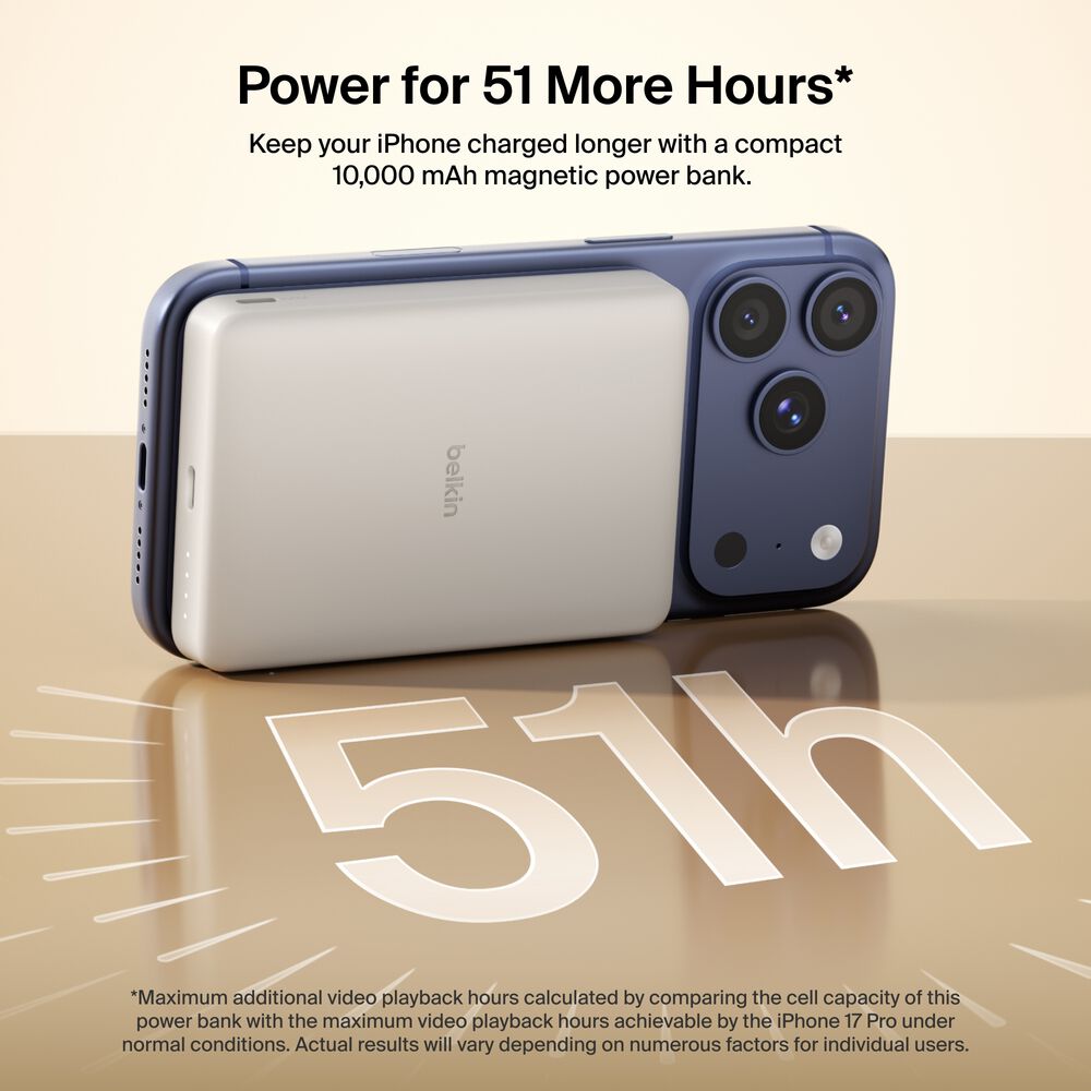 Slim Magnetic Power Bank 10K, Sand, hi-res