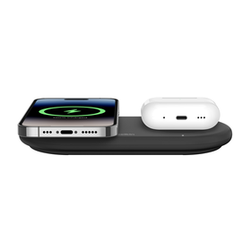 Kabellose magnetische 2-in-1-Ladestation mit Qi2 (15 W), Schwarz, hi-res