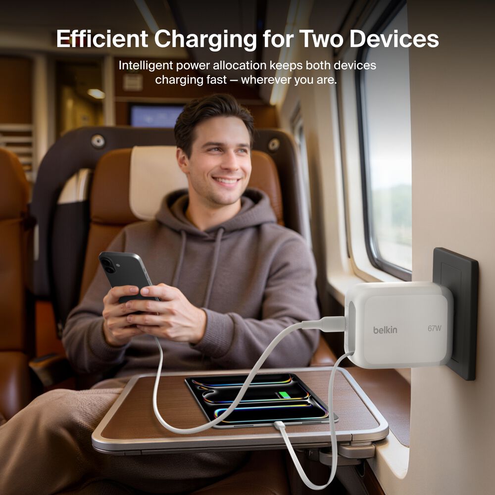 Retractable GaN Wall Charger 67W, , hi-res