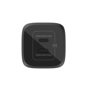 Dual USB-C GaN Wall Charger with PPS 65W, Black, hi-res