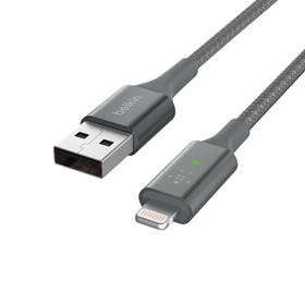 Smart LED Lightning to USB-A Cable, Gray, hi-res