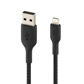 Câble Belkin USB A avec connecteur Lightning, tressé, blanc, 10 pi