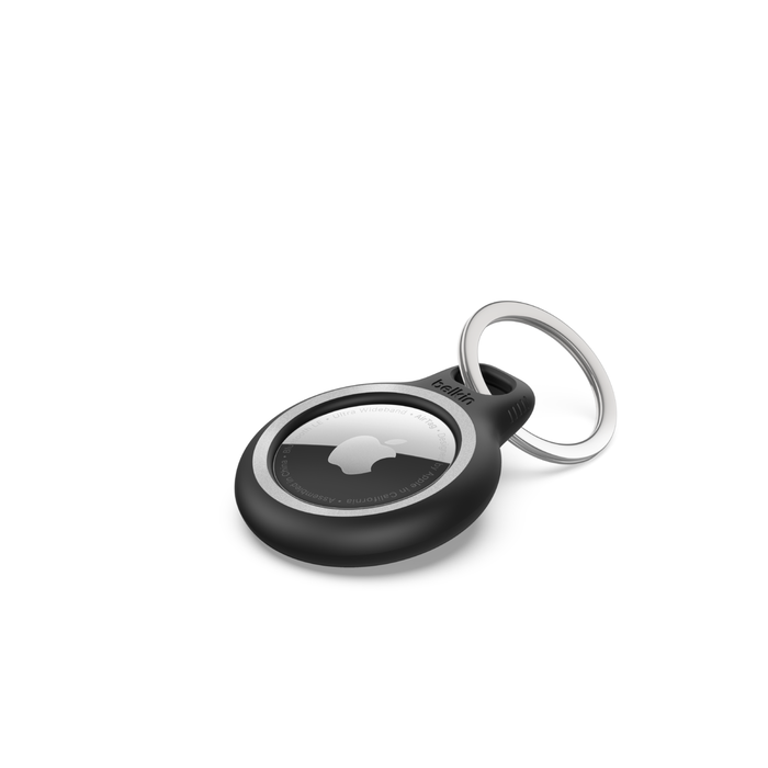 适用于 Apple AirTag 的钥匙圈式反光安全支架, 黑色, hi-res