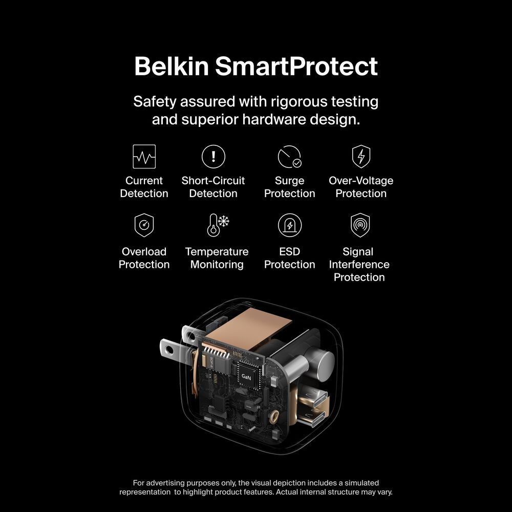 Dual USB-C GaN Wall Charger 67W, Black, hi-res