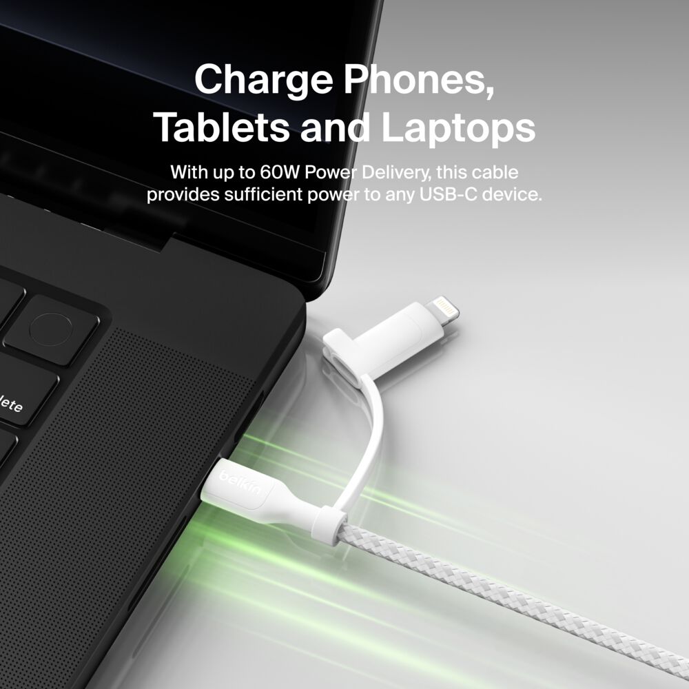 2-in-1 Cable with USB-C and Lightning Connector | Belkin US