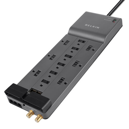 12-Outlet Surge Protector Phone/Ethernet/Coax Protection, 10 ft. Cord