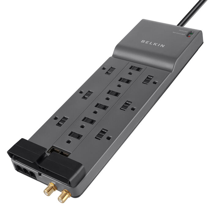12-Outlet Home/Office Surge Protector w/Phone/Ethernet/Coax Protection, , hi-res