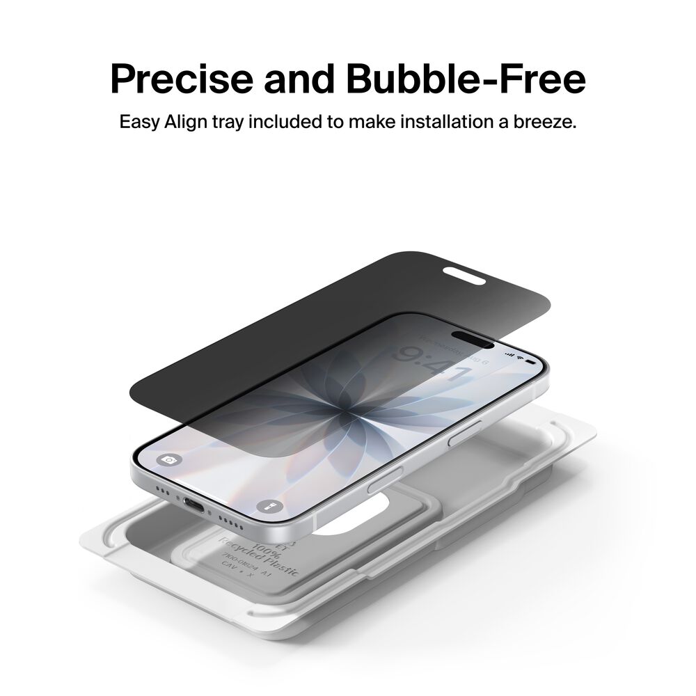 InvisiGlass Privacy Filter Screen Protector for iPhone 17 / iPhone 16 Pro, , hi-res