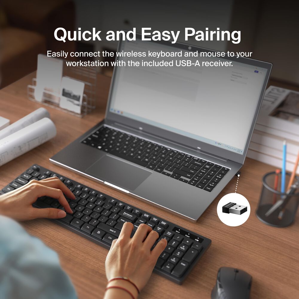 Wireless Keyboard and Mouse Combo, Black, hi-res