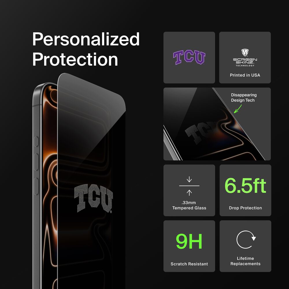 Texas Christian Horned Frogs Custom Glass Screen Protector, , hi-res