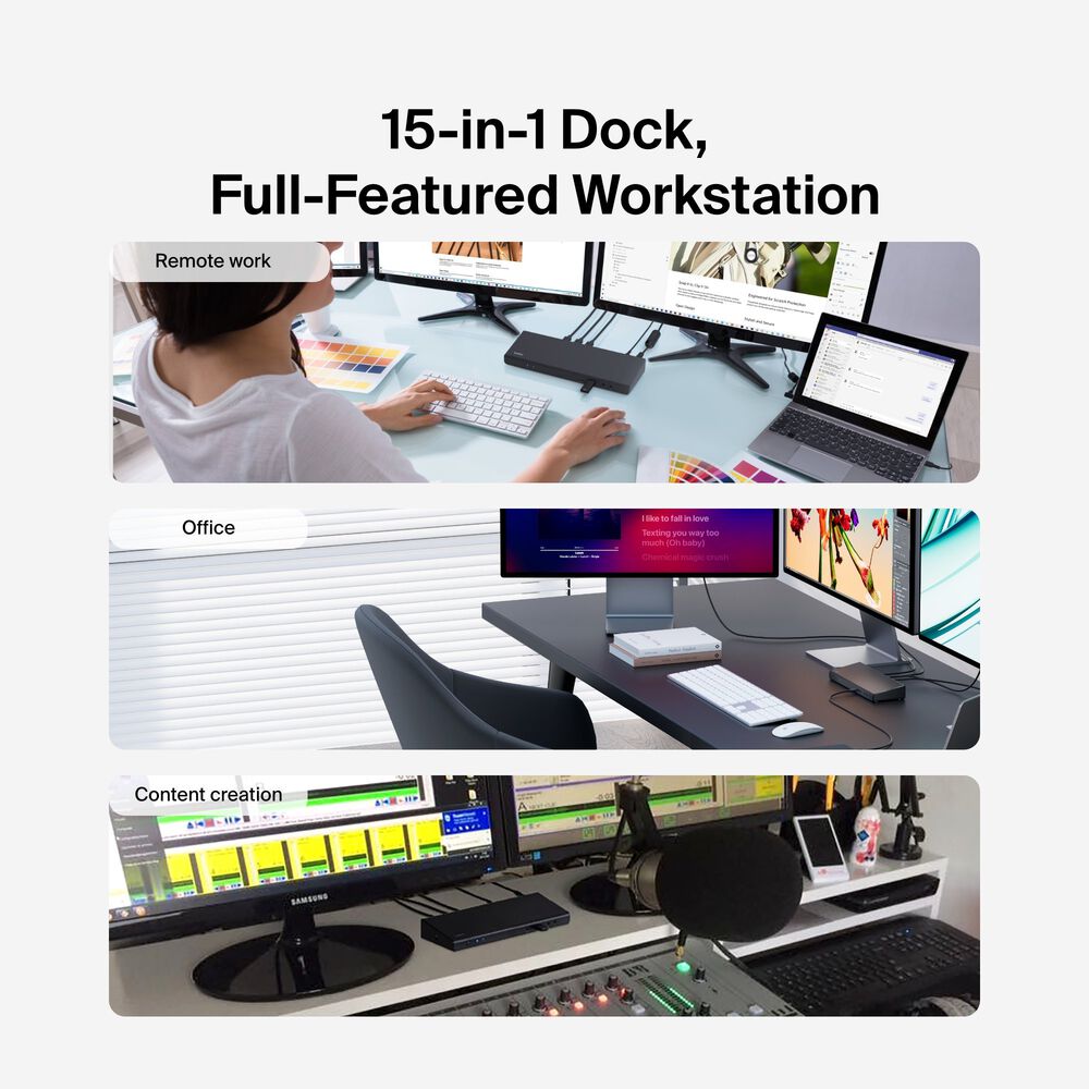 Universal USB-C&reg; Triple Display Dock, Black, hi-res