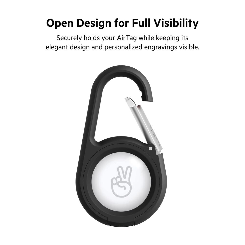 Secure Holder with Carabiner for AirTag, Black, hi-res