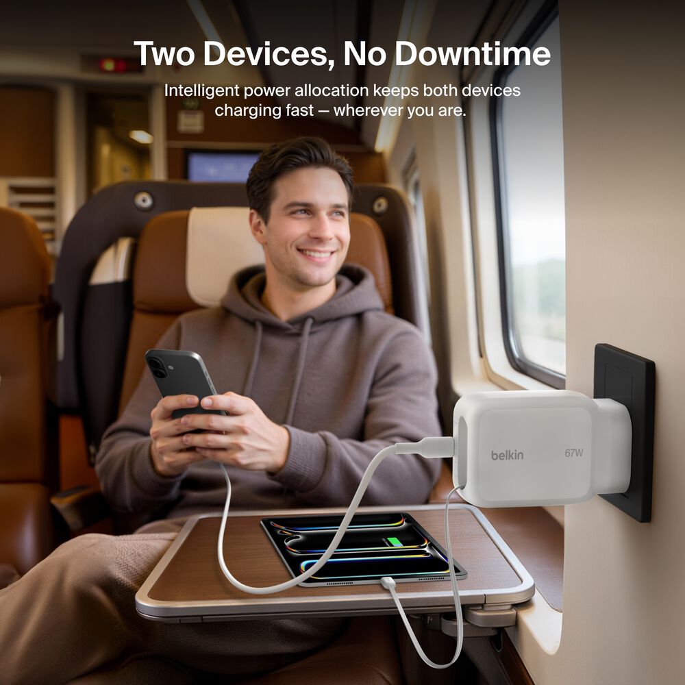 Retractable GaN Wall Charger 67W, , hi-res