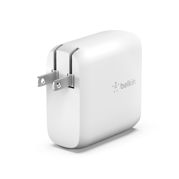 Dual USB-C PD GaN Wall Charger 68W, White, hi-res